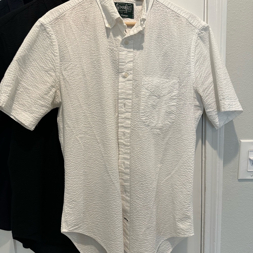 White Gitman Bros. (M) Seersucker Short Sleeve Button Down